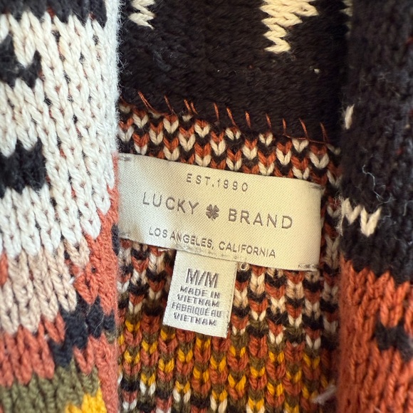 EUC Lucky Brand fair isle open cardigan sz Medium - Picture 2 of 16